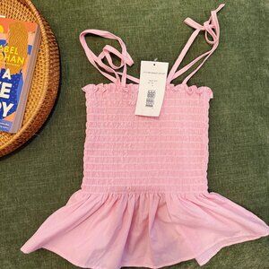 NWT Pink Smocked Peplum Top Small | Ava + Esme